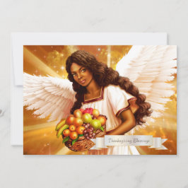 Tarjeta Festiva Bendiciones de Acción de Gracias. Pintura de ángel