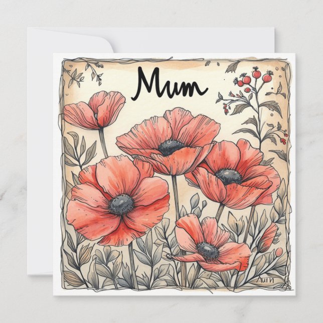 Tarjeta Festiva Bendiciones de la mamá: dulces sentimientos (Anverso)