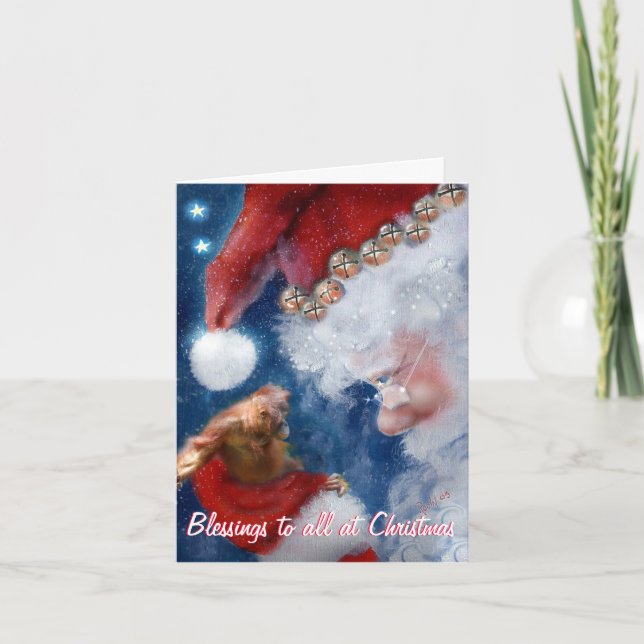 Tarjeta Festiva Bendiciones de los navidades a todos (Anverso)