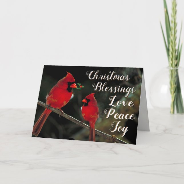 Tarjeta Festiva Bendiciones de navidades, Amo Paz Alegría Lucas 2: (Anverso)