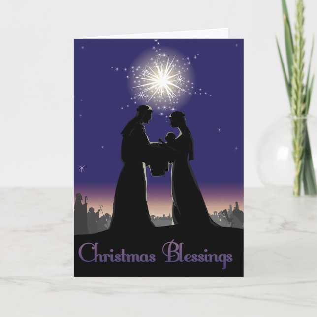 Tarjeta Festiva Bendiciones de Navidades de la Natividad (Anverso)