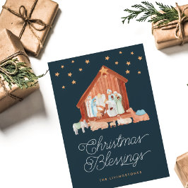 Tarjeta Festiva Bendiciones de Navidades de la Natividad Foto Fies