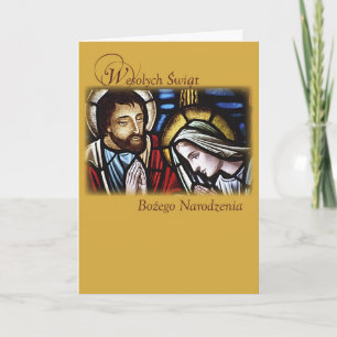 Tarjeta Festiva Bendiciones de Navidades polacos, familia sagrada,