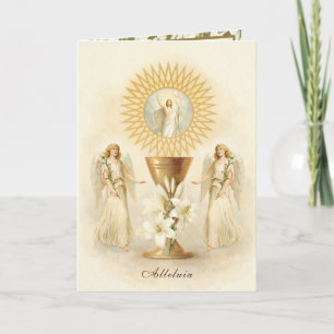 Tarjeta Festiva Bendiciones de Pascua Cáliz del Sacerdote Resurrec