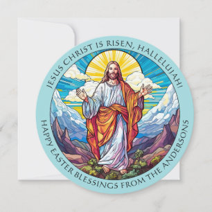 Tarjeta Festiva Bendiciones de Pascua cristiana Resurrección de Je