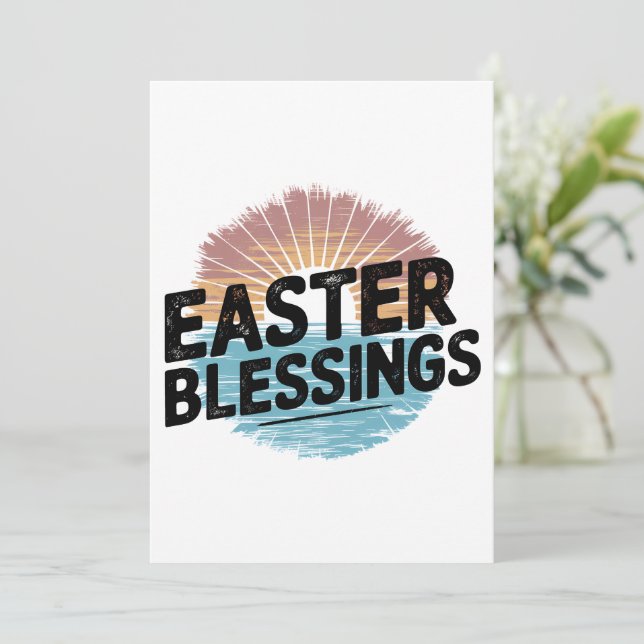 Tarjeta Festiva Bendiciones de Pascua de Amanecer Viejo (Anverso de pie)