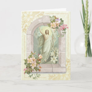 Tarjeta Festiva Bendiciones de Pascua Feliz Oración Resurrección V