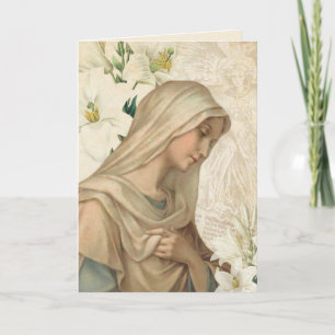 Tarjeta Festiva Bendiciones de Pascua Feliz Oración Virgen María V