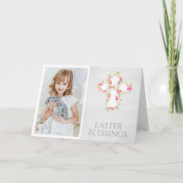 Tarjeta Festiva Bendiciones de Pascua Foto de la Cruz Religiosa de