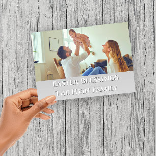 Tarjeta Festiva Bendiciones de Pascua, foto familiar de pura sangr