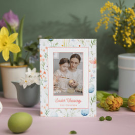 Tarjeta Festiva Bendiciones de Pascua | Foto y nombre del Personal