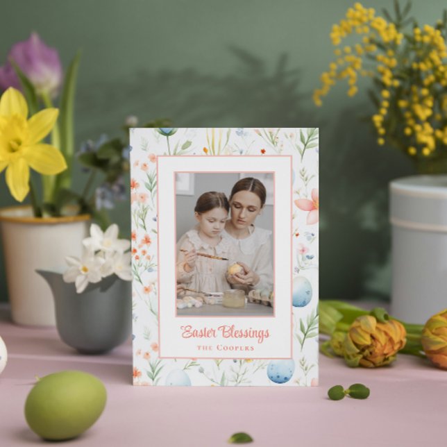 Tarjeta Festiva Bendiciones de Pascua | Foto y nombre del Personal (Subido por el creador)