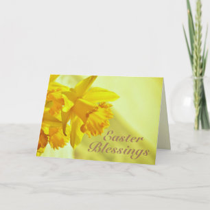 Tarjeta Festiva Bendiciones de Pascua, John 11:25-26, Daffodils