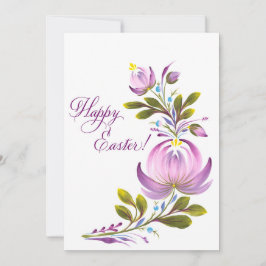 Tarjeta Festiva Bendiciones de Pascua Morada Floral