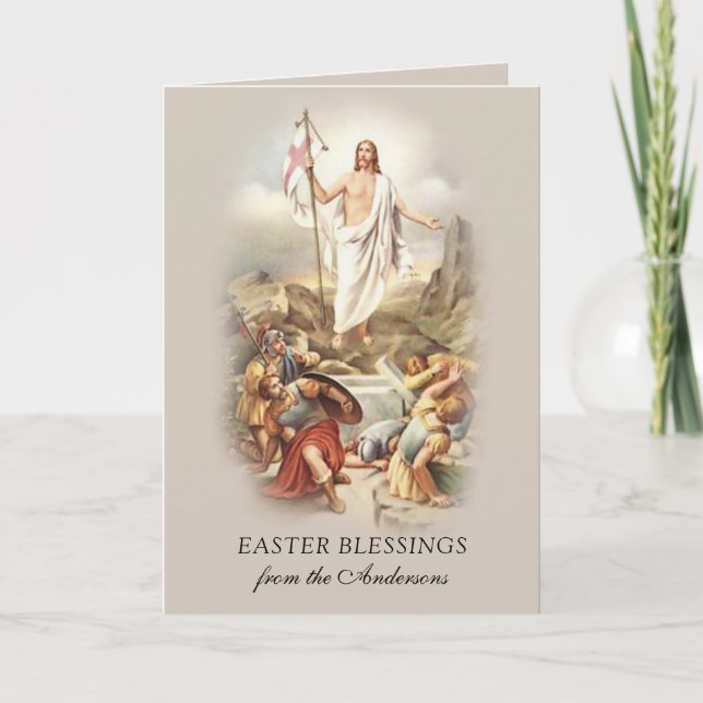 Tarjeta Festiva Bendiciones de Pascua Oración Jesús de Resurrecció (Anverso)