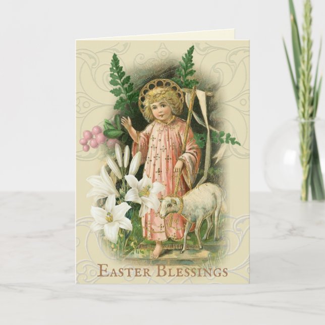 Tarjeta Festiva Bendiciones de Pascua Oración Resurrección Religio (Anverso)