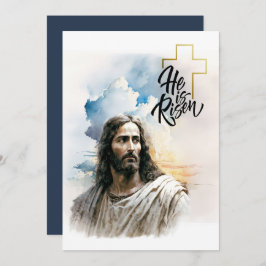 Tarjeta Festiva Bendiciones de Pascua. Pintura de Jesucristo
