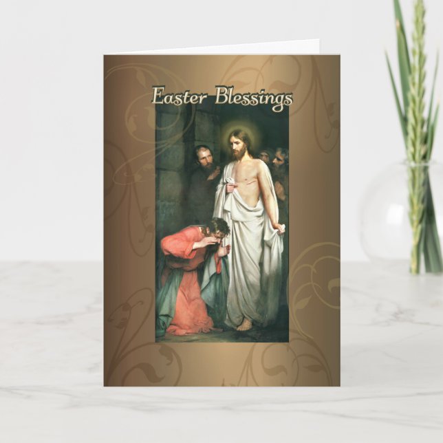 Tarjeta Festiva Bendiciones de Pascua, resurrección de Jesús por (Anverso)