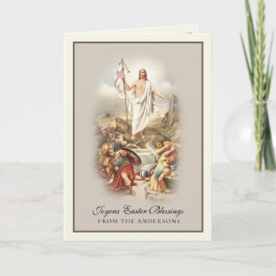 Tarjeta Festiva Bendiciones de Pascua Resurrección Jesús Oración F