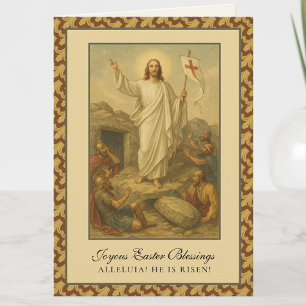 Tarjeta Festiva Bendiciones de Pascua Resurrección Jesús Oración F