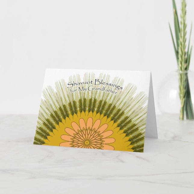 Tarjeta Festiva Bendiciones de Shavuot para mi abuelo, cebada Sun (Anverso)
