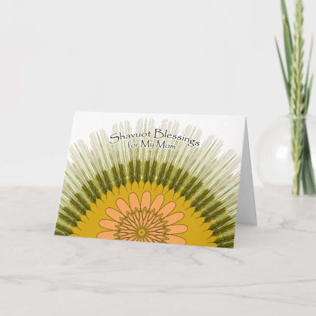 Tarjeta Festiva Bendiciones de Shavuot para mi madre, sol de cebad (Anverso)
