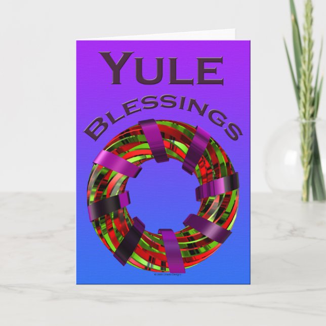Tarjeta Festiva Bendiciones de Yule - guirnalda (Anverso)