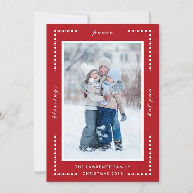Tarjeta Festiva Bendiciones decorativas rojas Navidades de la Aleg (Anverso)