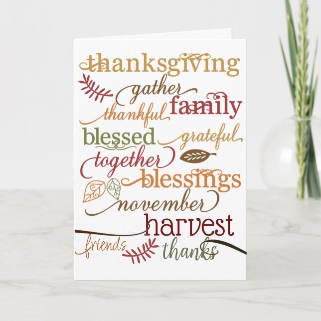 Tarjeta Festiva Bendiciones del Día de Acción de Gracias (Anverso)