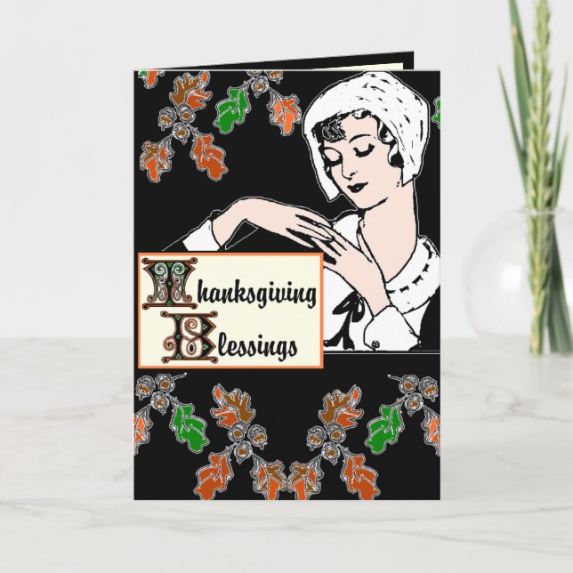 Tarjeta Festiva Bendiciones del Día de Acción de Gracias (Anverso)