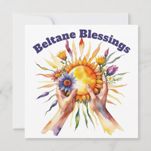 Tarjeta Festiva Bendiciones del Sabbat del Sol Floral de Beltane V