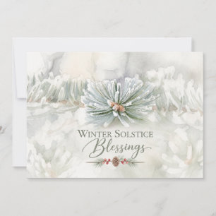 Tarjeta Festiva Bendiciones del Solsticio de Invierno Evergreen He
