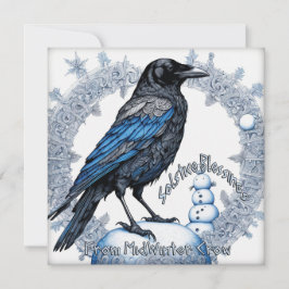 Tarjeta Festiva Bendiciones del solsticio, de Midwinter Crow.