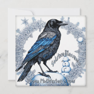 Tarjeta Festiva Bendiciones del solsticio, de Midwinter Crow.