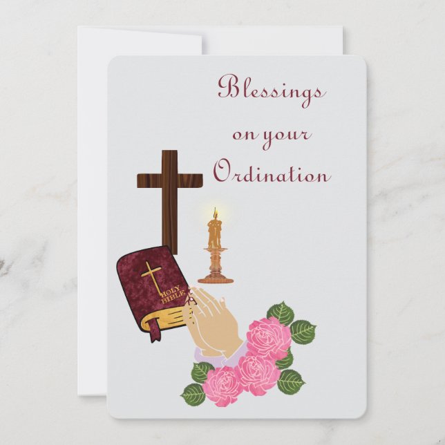 Tarjeta Festiva Bendiciones en tu Ordenación (Anverso)