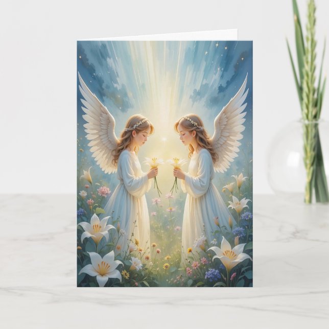 Tarjeta Festiva Bendiciones espirituales celestiales de Pascua (Anverso)
