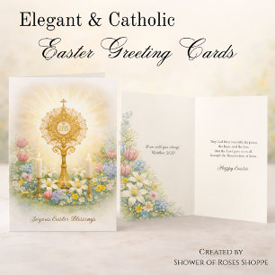 Tarjeta Festiva Bendiciones Eucarísticas Alegres de Pascua