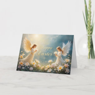 Tarjeta Festiva Bendiciones Fuertes Angélicas de Pascua