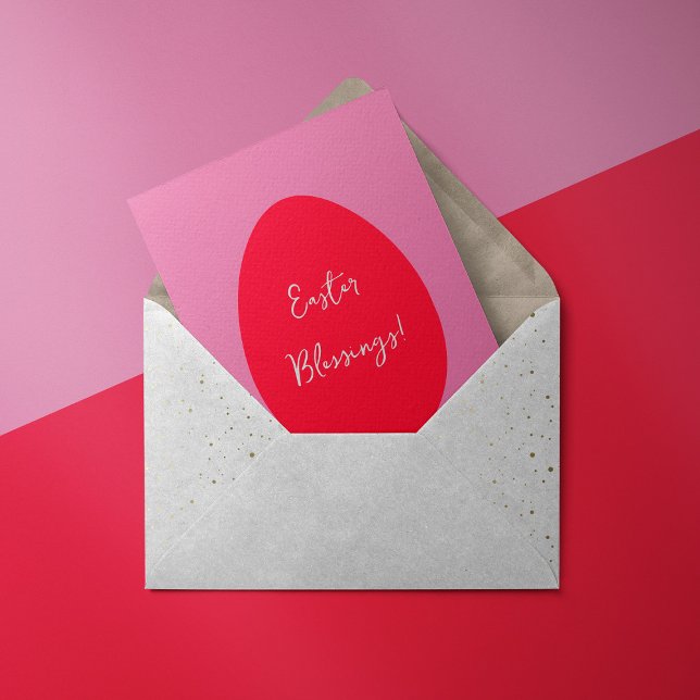 Tarjeta Festiva Bendiciones mínimas rojas y rosas de Pascua (Subido por el creador)
