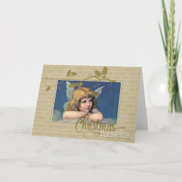 Tarjeta Festiva Bendiciones navideñas de Little Angel Vintage