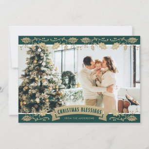 Tarjeta Festiva Bendiciones para Navidades de fotografía de la rel