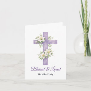 Tarjeta Festiva Bendiciones religiosas de Pascua Cruz floral de ac