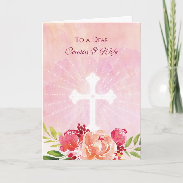 Tarjeta Festiva Bendiciones religiosas de Pascua del primo y de la (Anverso)