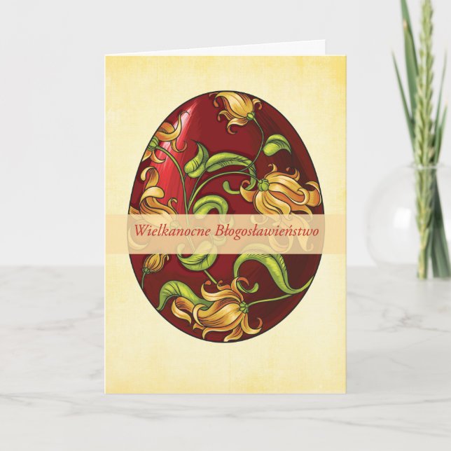 Tarjeta Festiva Bendiciones religiosas polacas de Pascua, huevo co (Anverso)