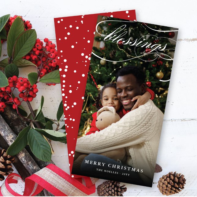 Tarjeta Festiva Bendiciones Script Navidades religiosos elegante f (Subido por el creador)