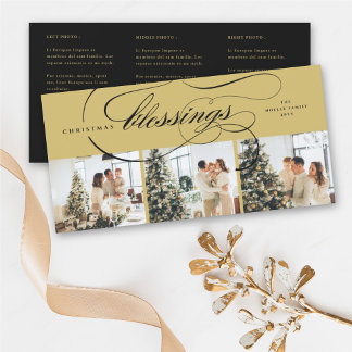 Tarjeta Festiva Bendiciones Script Navidades religiosos elegante f