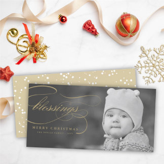 Tarjeta Festiva Bendiciones Script Navidades religiosos elegante f