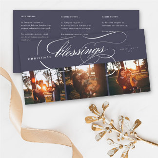 Tarjeta Festiva Bendiciones Script Navidades religiosos elegante f