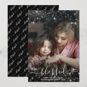 Tarjeta Festiva Bendita foto completa con Navidades de Sparkles
