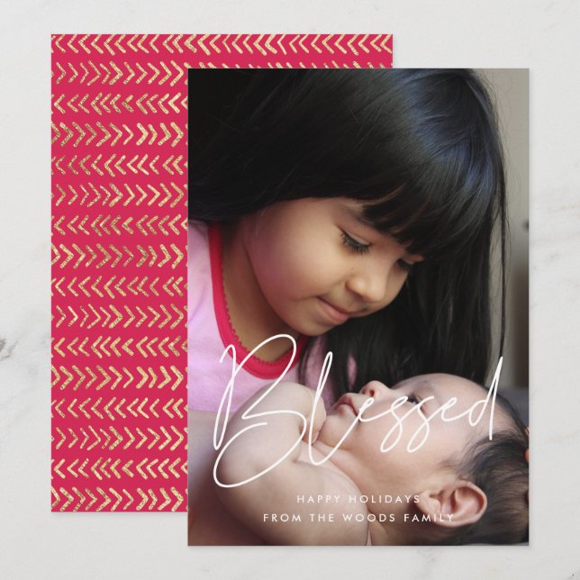 Tarjeta Festiva Bendita foto Inspiradora Minimalista moderna (Anverso / Reverso)